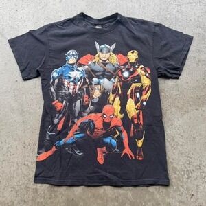 Early 2000s Marvel Comics Avengers Spider-Man Iron Man Mad Engine Shirt
